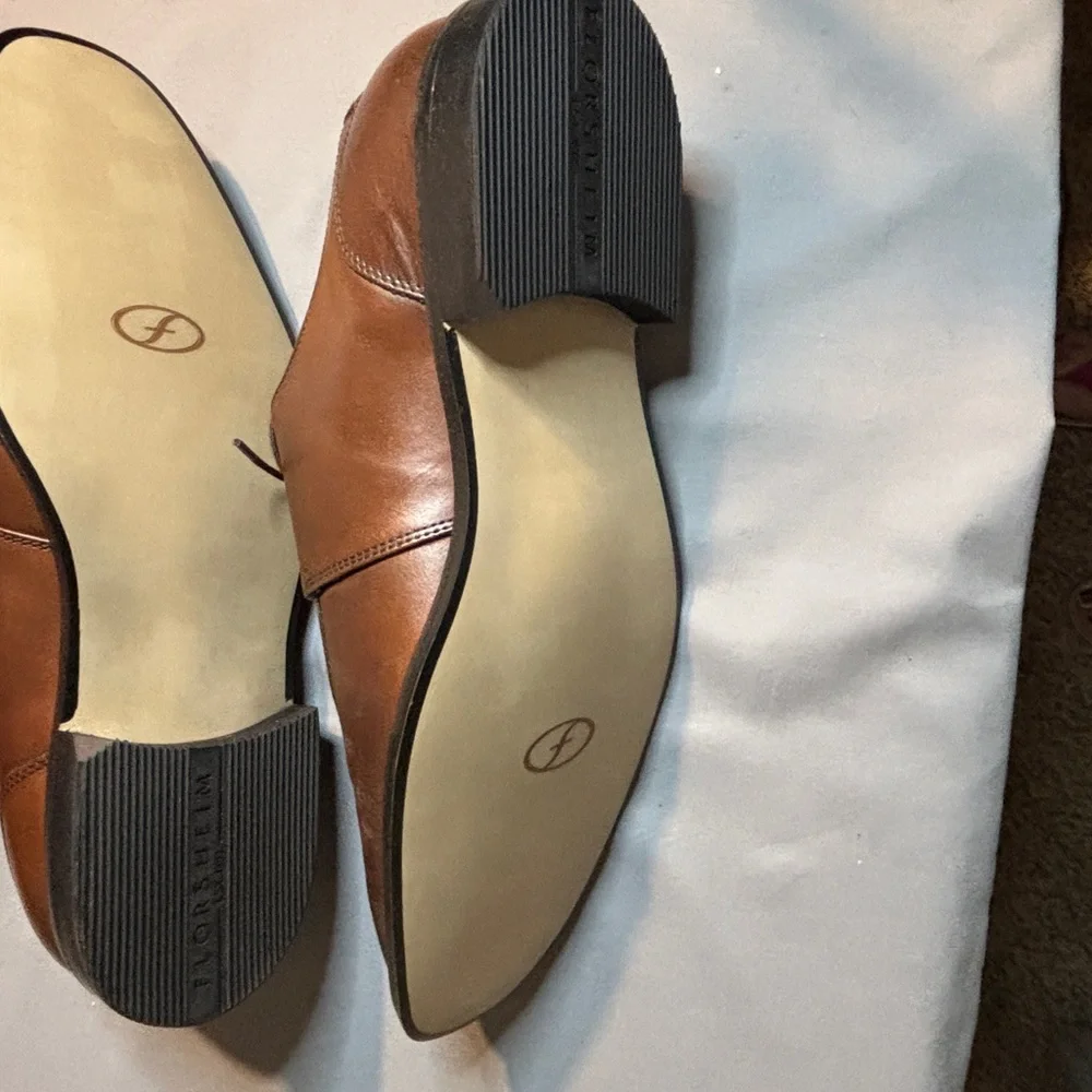 Florsheim Men's Tan Leather Oxfords Size 12D New in Box Dress Shoe 4 Eyelet - Picture 4 of 8